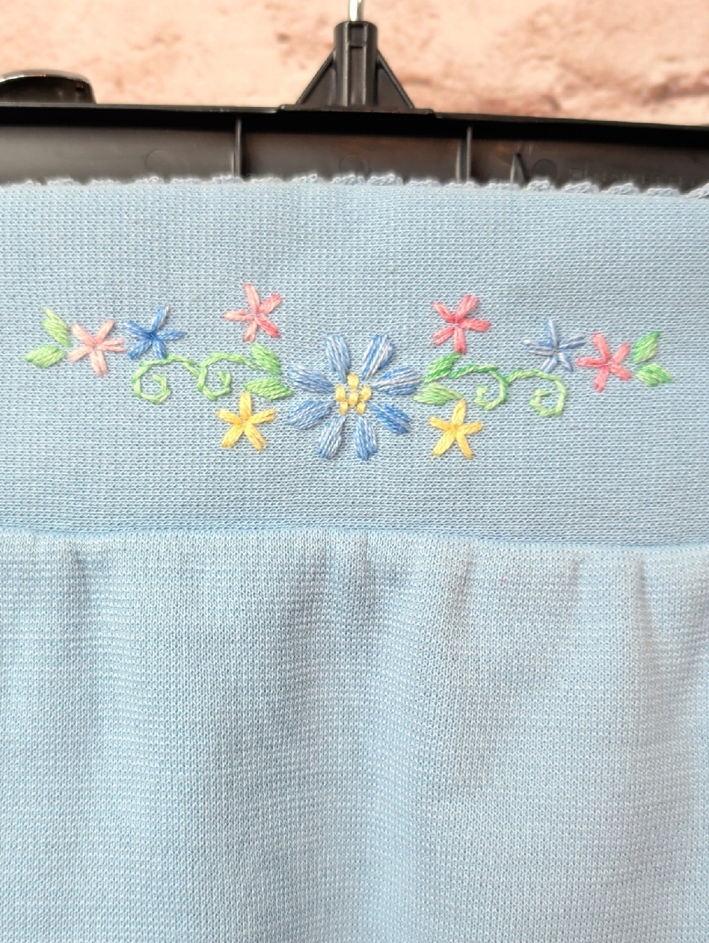 Pandora Vintage Light Blue Knit Skirt with Floral Embroidery 6x Nwt - Picture 4 of 7